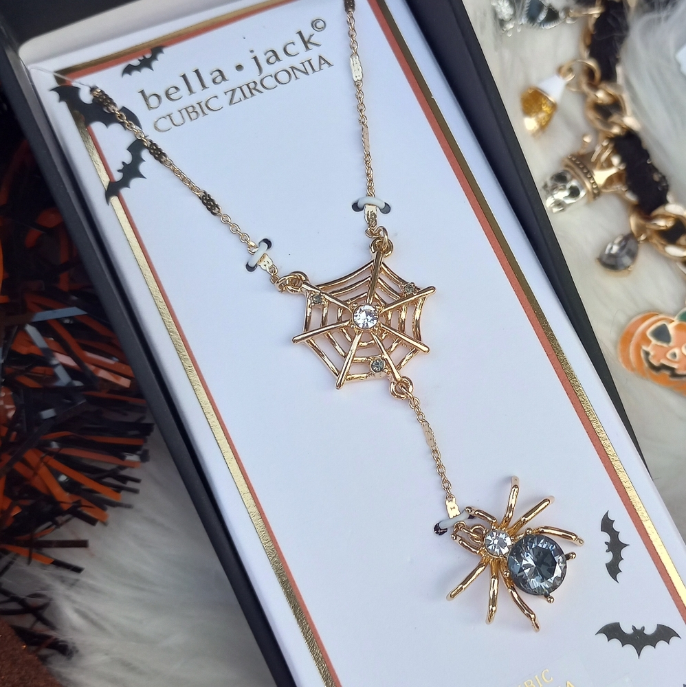 Bella Jack Halloween Spiderweb Spider Necklace